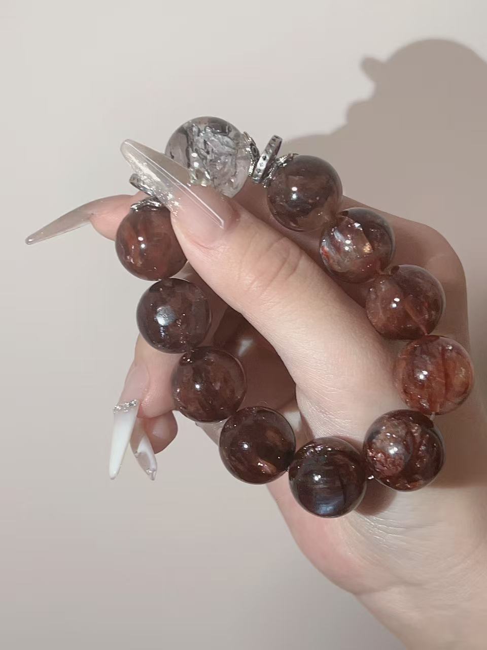 Brown mineral bracelet for Earth styling reference